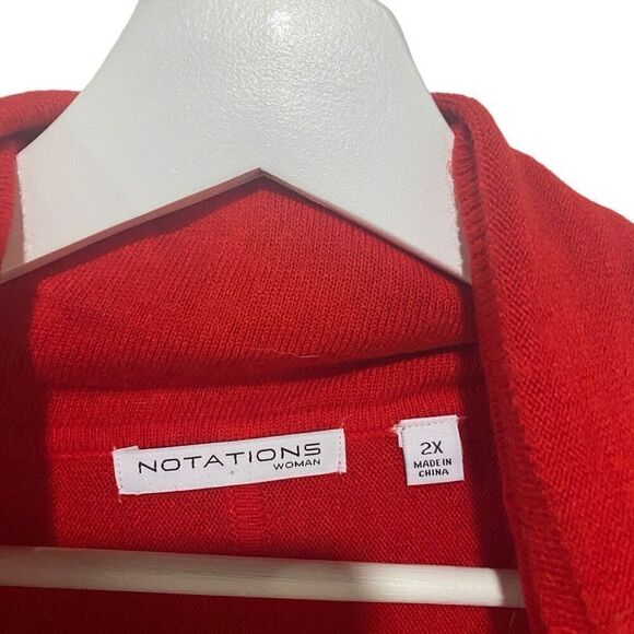 Notations size 2XL cowl neck sweaters red long sleeve button embellishments - Picture 2 of 4